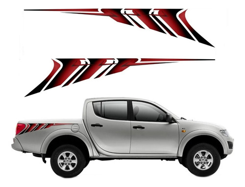 Adesivo Faixa Lateral Personalizado Mitsubishi L200 Ca13810 Cor Vermelho/preto