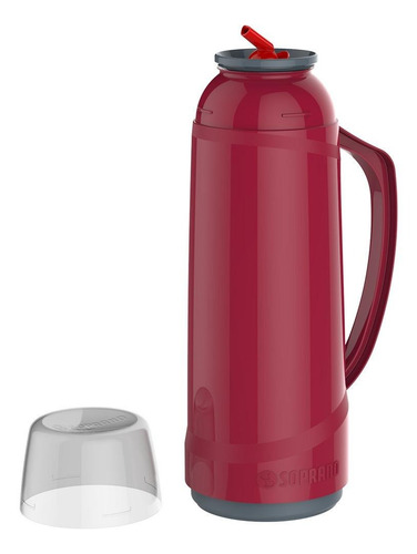 Termo Soprano Cristal com bico de vidrio 1L rojo