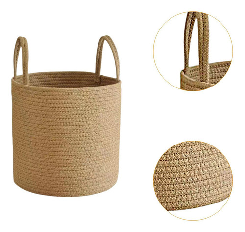 Cesta Redonda Tejida Para La Colada Con Asas Para M