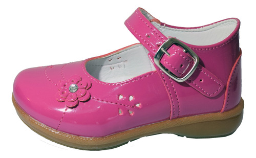 Zapato Charol De Niña O Bebe Flores Color Fiusha T 13 Y 14