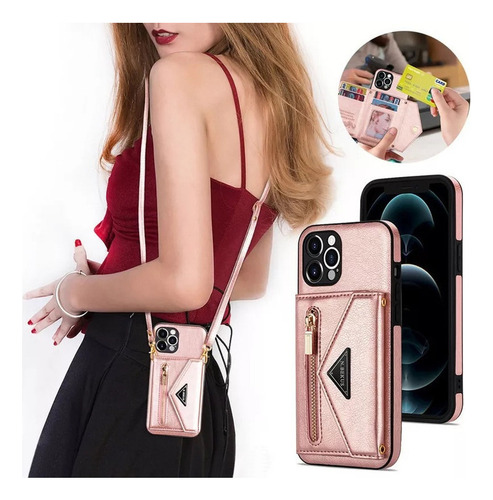 Funda De Piel Para iPhone Funda Tipo Cartera Con Correa