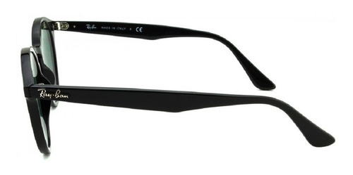Anteojos de sol Ray-Ban Round RB2180 Standard con marco de propionato color polished black, lente green de plástico clásica, varilla polished black de propionato