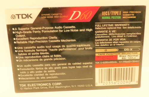 Tdk Audiocassette Superior Normal Bia D60 (descontinuado