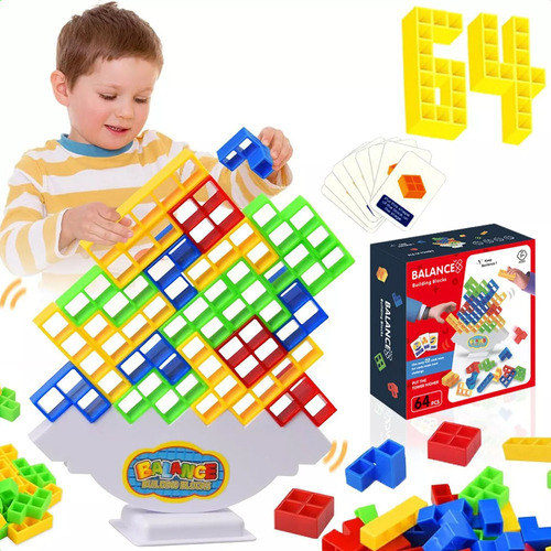..64pcs Torre Tetris Juego De Equilibrio Didáctico Tetra Tow
