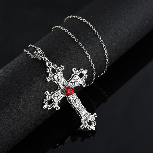 Fj Collar Unisex De 2 Piezas Con Cruz De Cristal Retro,