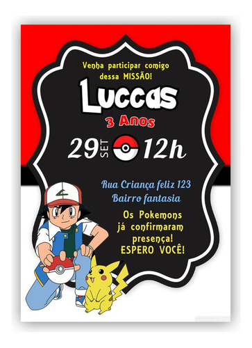 35 Invitaciones En Físico Y 1 Digital De Pokemon