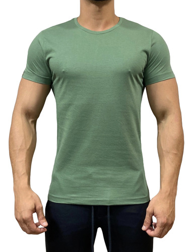 Camiseta Slim Fit Manga Curta Gola Redonda Masculina Verde