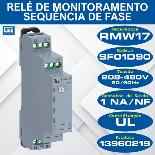 Relé Sequência De Fase 220-480v Trifásico Weg Rmw17-sf01d90