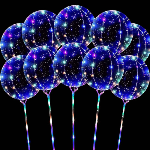 Hokoad 10 Pack Globos Led Con Palos, 15pcs 20 Pulgadas Globo