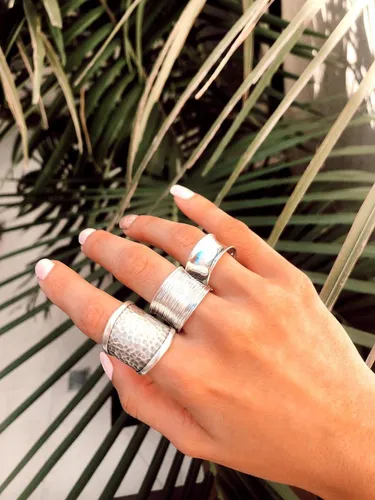 Plata 925 Anillo Ancho Plata Anillo Ancho Macizo Minimalista Plata