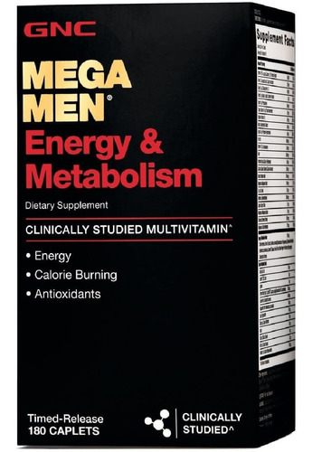 Mega Men Energía Y Metabolismo Gnc 180 Comprimidos Sabor Neutro