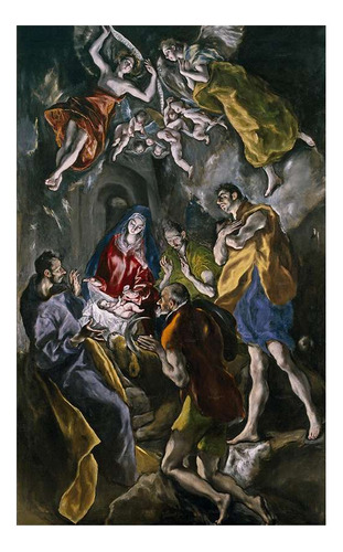 Vinilo 30x45cm El Greco Adoracion De Los Pastores Pintor