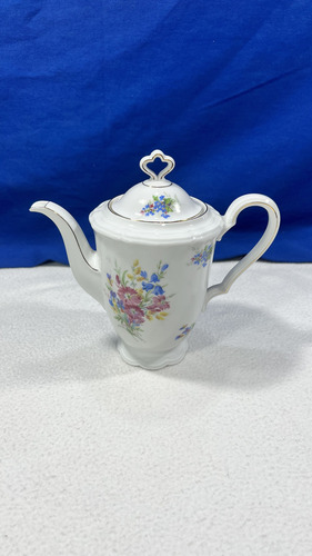 Cafetera Tetera En Porcelana Germany Floreada Blanco Flores (Usado)