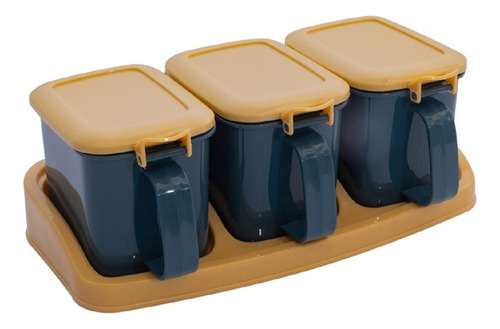 Caja De Especias Recipiente De Almacenamiento De Condimentos Azul Amarillo