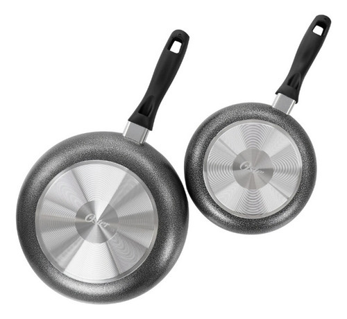 Juego de sartenes de aluminio Clairborne Oster de 2 piezas, color gris