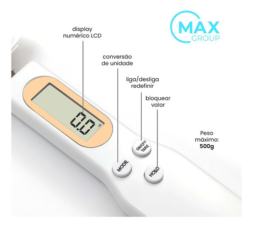 Colher Digital Lcd Dosador Medidor Balança Precisão Cozinha Cor Branco