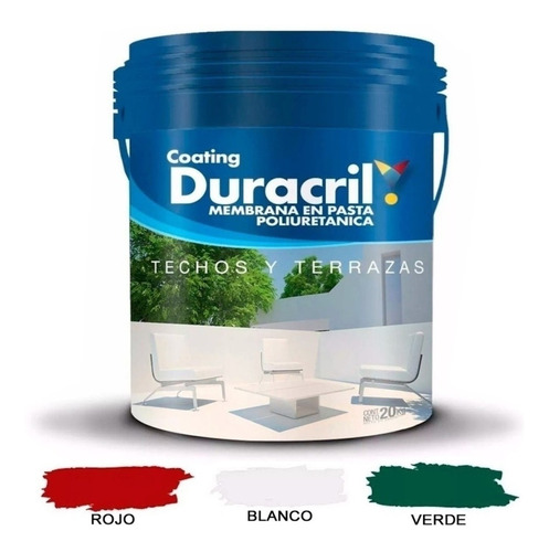 Membrana Duracril En Pasta Poliuretanica 20 Lts Blanco Rojo