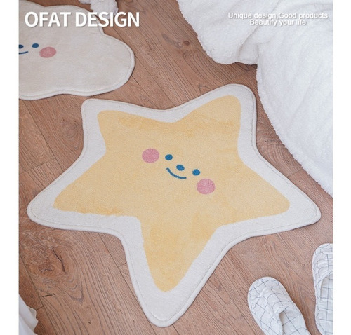 Pack 2 Alfombra Estrella Peluda Shaggy 80cm Bajada De Cama