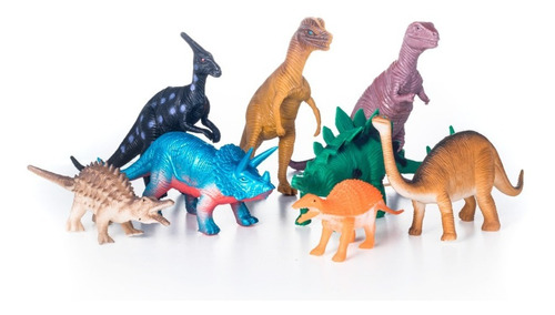 Set De Dinosaurios De Goma Grandes X 8 Oferta 