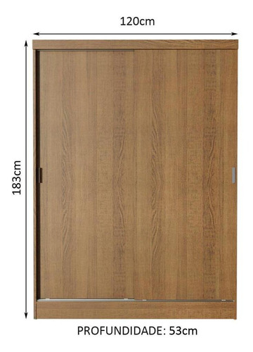 Guarda-roupa Solteiro Madesa Luke 2 Portas Correr De Madeira Cor Rustic