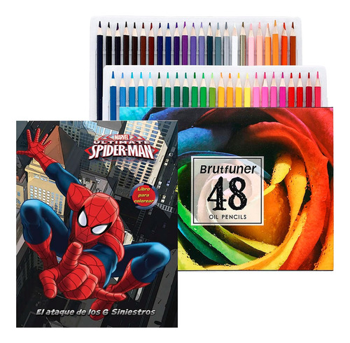 Libro P Niño / Niña Colorear + Caja 48 Colores Madera Escola