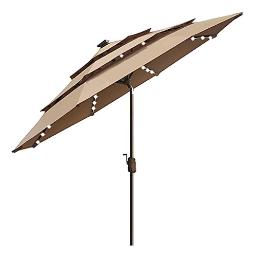 Eliteshade Solar 9ft 3 Tiers Market Umbrella Con 80 Luces Le