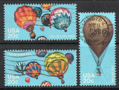 Estados Unidos Serie X 4 Sellos Globos Aerostáticos Año 1983