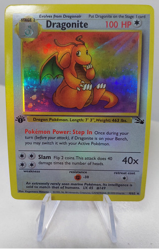 Dragonite - Holo - Fossil Set 4/62 1st Edition 1999 - Proxy