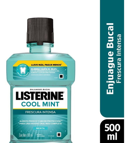 Enjuague Bucal Listerine Cool Mint Frescura Intensa 500 Ml