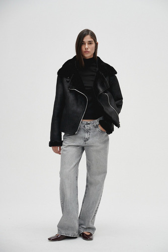 Campera Gamulan Dobby Piel Sintetica Abrigo Mujer Sweet