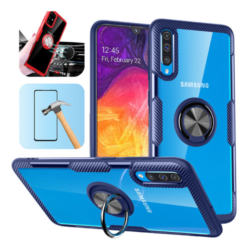 Funda Para Galaxy A50 Con Mica Varios Modelos Antigolpes Azul Acrilic Ring