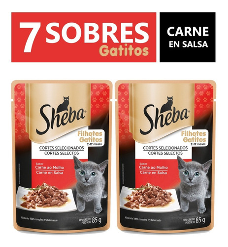 Sheba Alimento Húmedo Gatito 7 Sobres Carne