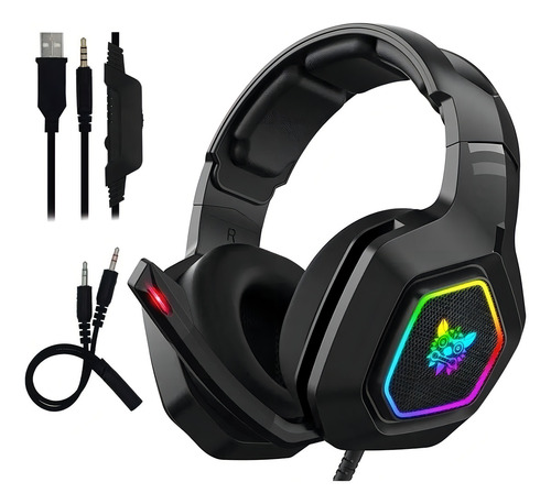 Audífonos Gamer Onikuma K10 3.1 Con Micrófono Luz Rgb Led Negro