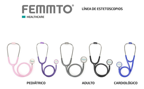 Imagen 9 de 9 de Estetoscopio Cardiologico Femmto Profesional Doble Campana Color Azul