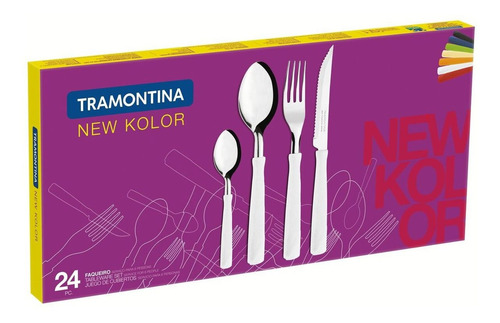 Juego Cubiertos 24 Piezas Tramontina New Kolor Cocina Blanco