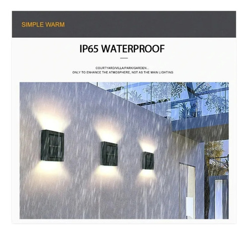 Imagen 5 de 10 de Pack X2 Aplique Led Exterior Resiste Impermeable Luz Cálida