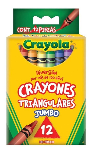 12 Crayones Triangulares Jumbo Colorear Escolar Crayola