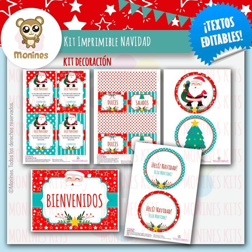 Kit Imprimible Navidad Santa ¡textos Editables!