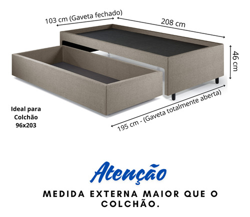 Box Com Gaveta 96 103x208x38 Cm Linho Bege