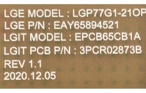Kit LG Oled Ebt66649101 Eay65894521 65894522 6611a Oled77g1p (Usado)