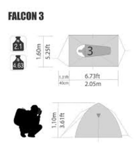 Imagem 4 de 6 de Barraca Camping Falcon 3 Pessoas Impermeável Trilha Nautika