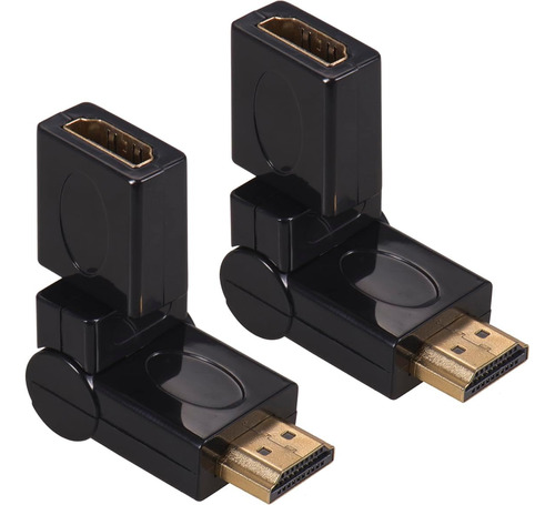 Paquete De 2 Adaptadores Hdmi Hdmi Macho A Hembra Giratorio