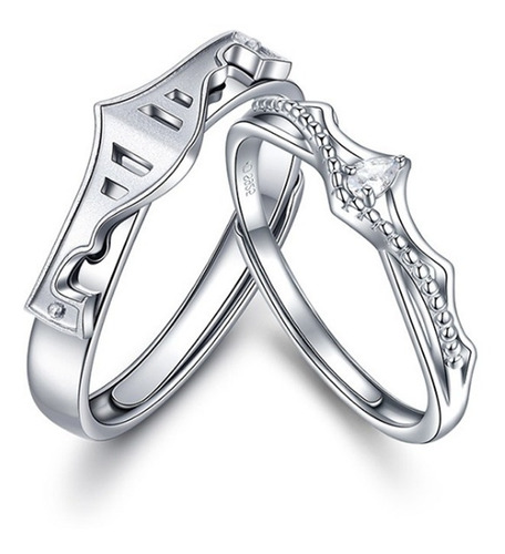Imagen 2 de 5 de Anillo Regulable De Plata Esterlina 925 Para Parejas