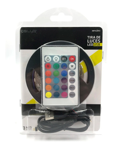 Tira De Luz Led Rgb Usb 3 Metros Mando A Distancia