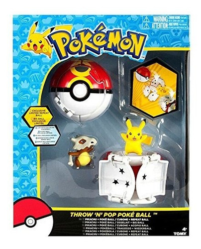 Tomy Pokemon Throw .n. Pop Duel Pikachu Pokeball - Conjunto