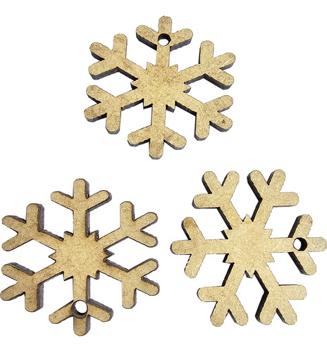 50 Apliques Floco Neve 3x3 Furado Decoração Natal Artesanato