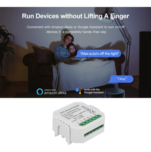 WOVELOT Inteligente Diy M/ódulo de Dimmer Interruptor de Luz Control Inal/ámbrico Automatizaci/ón Del Hogar Y Control de Voz Wifi Interruptor de Regulador de Intensidad 110-240V