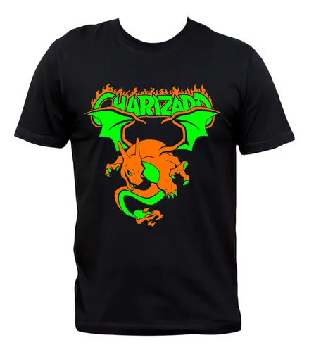 Remera Negra Charizard Pokémon Ash Ketchum 100% Algodón