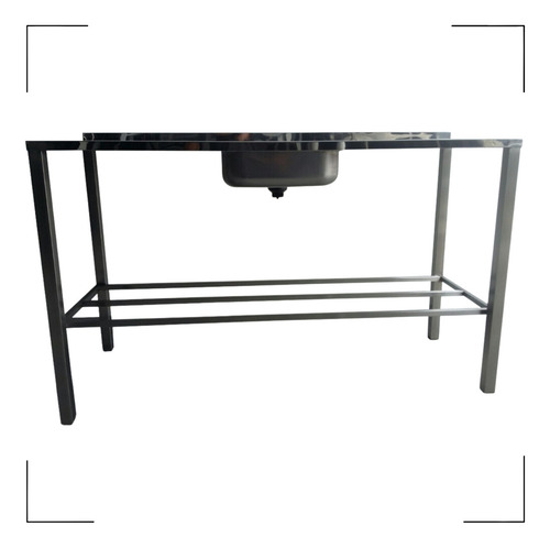 Pia Inox 120cm Com Paneleiro Toda Soldada