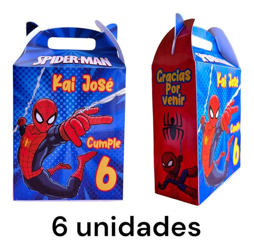 Caja Dulceras Cumpleaños Spiderman Hombre Araña  6 Unidades